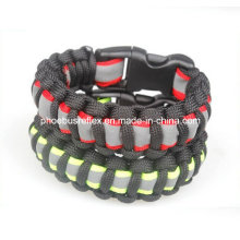 Pulseira de Paracord sobrevivência com faixa reflexiva